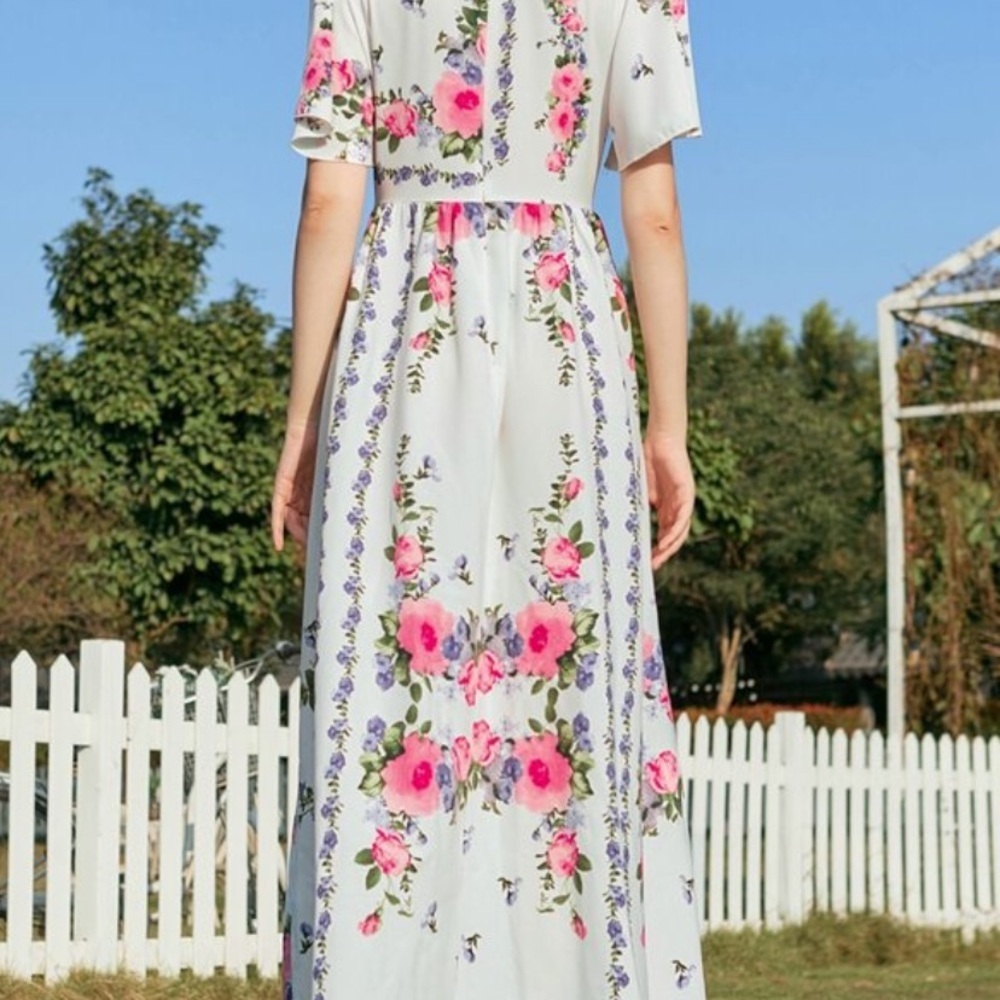 2 for 10$ ☀️Floral Print Mock neck Dress with Ruffled Sleeves - Picture 7 of 10